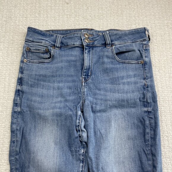 American Eagle Outfitters Artist Crop Next Level Stretch Blue Jeans Women 14 Reg - Picture 2 of 12